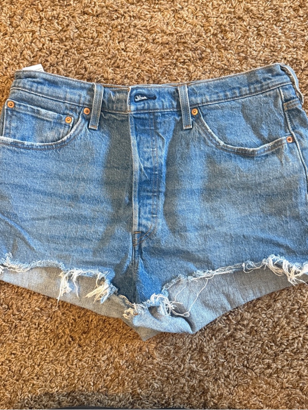 Levi's Light Blue Distressed Denim Cutoff Shorts